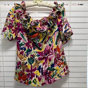 NWT Shop Chartreuse Women's Lost in Paradise off the shoulder blouse; Sz S
